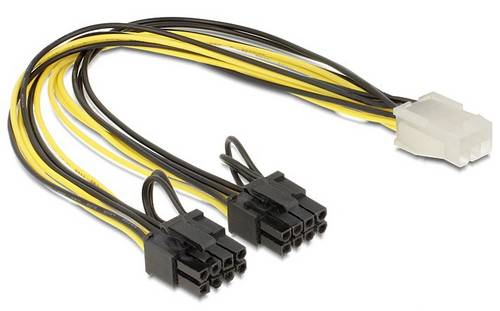 Delock Strom Anschlusskabel 0.3m Schwarz, Weiß, Gelb