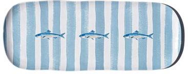 "Abode Homewares Sardinia Melamine Stripe Serving Platter - Blue - 17"""