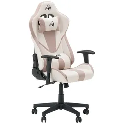 Carmen 6313 Gaming-Stuhl mit Kopfstütze und 2D-Armlehnen – Creme/Rosa