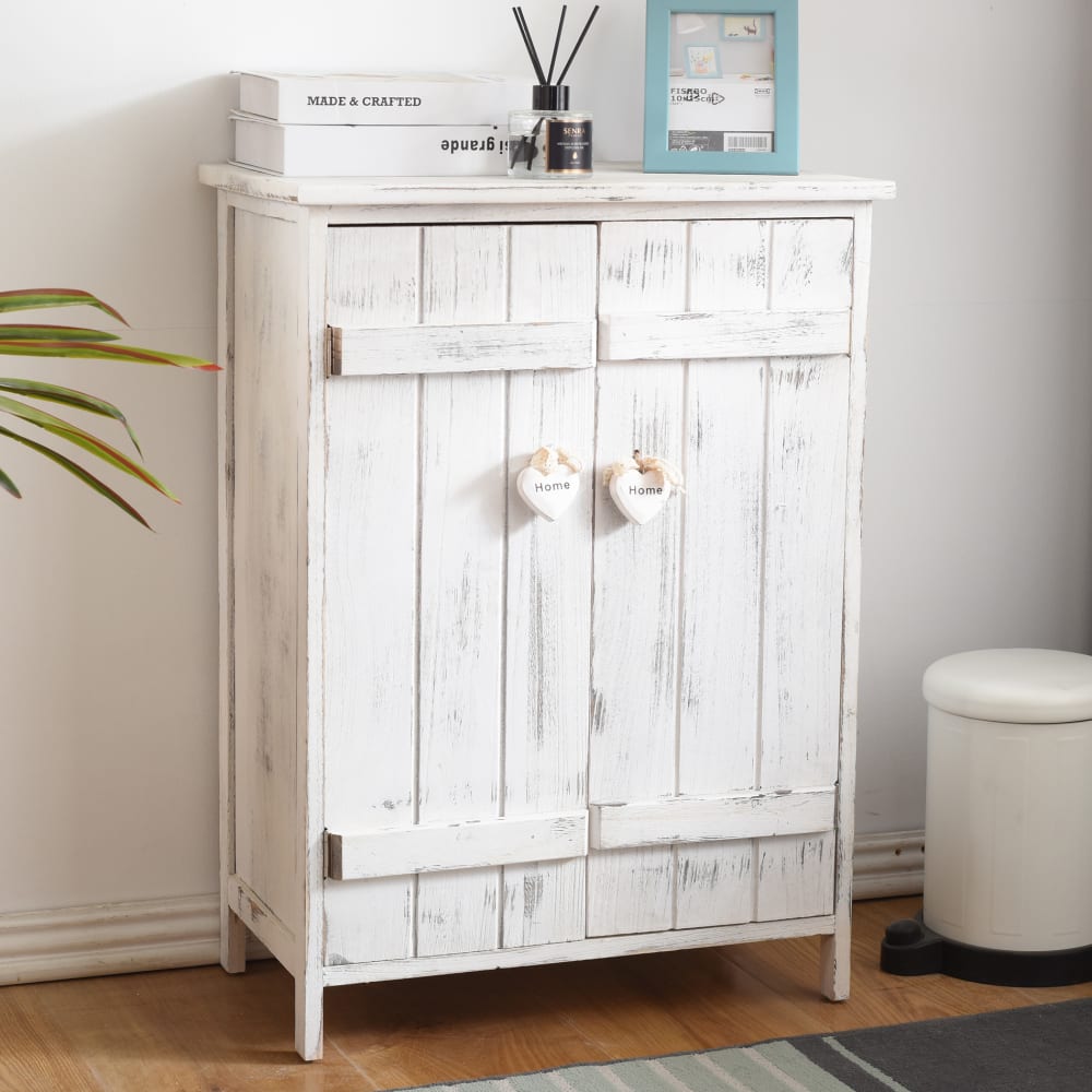 Mobili Rebecca Mueble de almacenamiento con 2 puertas de madera blanco