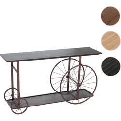 Konsolentisch HWC-Q67, Telefontisch Tisch, Reifen Industrial Retro Holz 81x150x40cm ~ schwarz Metall kupferfarben