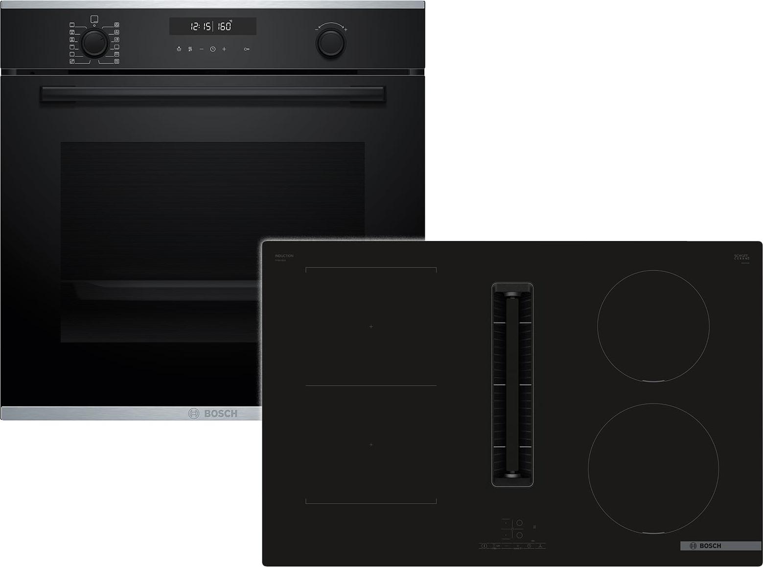 Bosch HBD676FH86 (HBG278BB3+PVS811B16E), Zonen-Induktionskochfeld, 4 Zone(n), Schwarz, Berührung, 80,2 cm, 52,2 cm