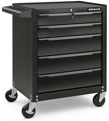 Costway 5-Drawer Tool Storage Cabinet with Hanging Holes and Central Keyed Locking System-Black