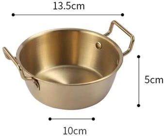 Uplifted Finds Stainless Steel Golden Instant Noodle Bowl With Handle 1 Pc 13.5 Cm