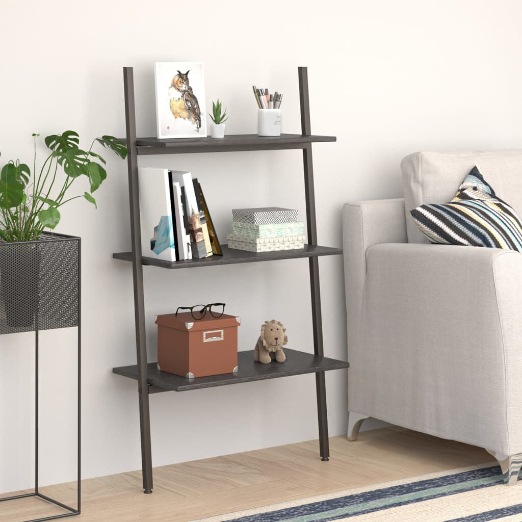 Borough Wharf Castanea 116 cm H x 64 cm W Steel Ladder Bookcase Black