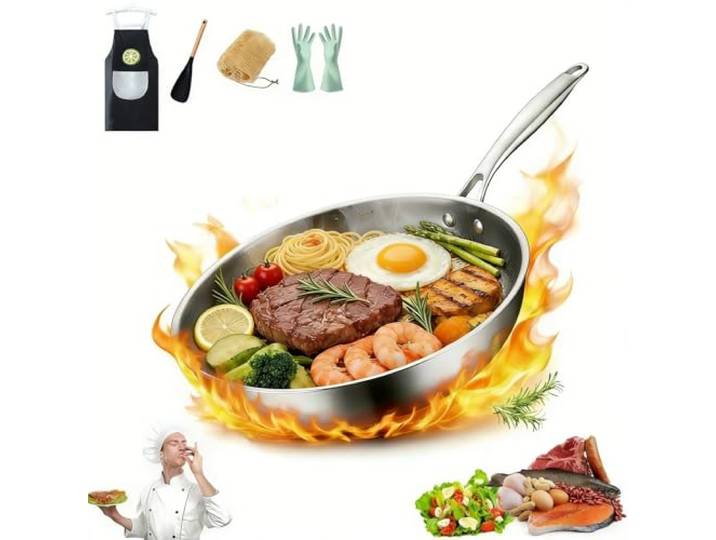 HOPASRISEE 2026 Okura Titan Pfanne, Titan Pfanne 28/30/32 cm mit Deckel, Unbeschichtete Bratpfanne, Kratzfest & Antihaft, Geeignet für Induktion und Alle Herdarten, Ofenfest(32CM,Ohne Abdeckung)
