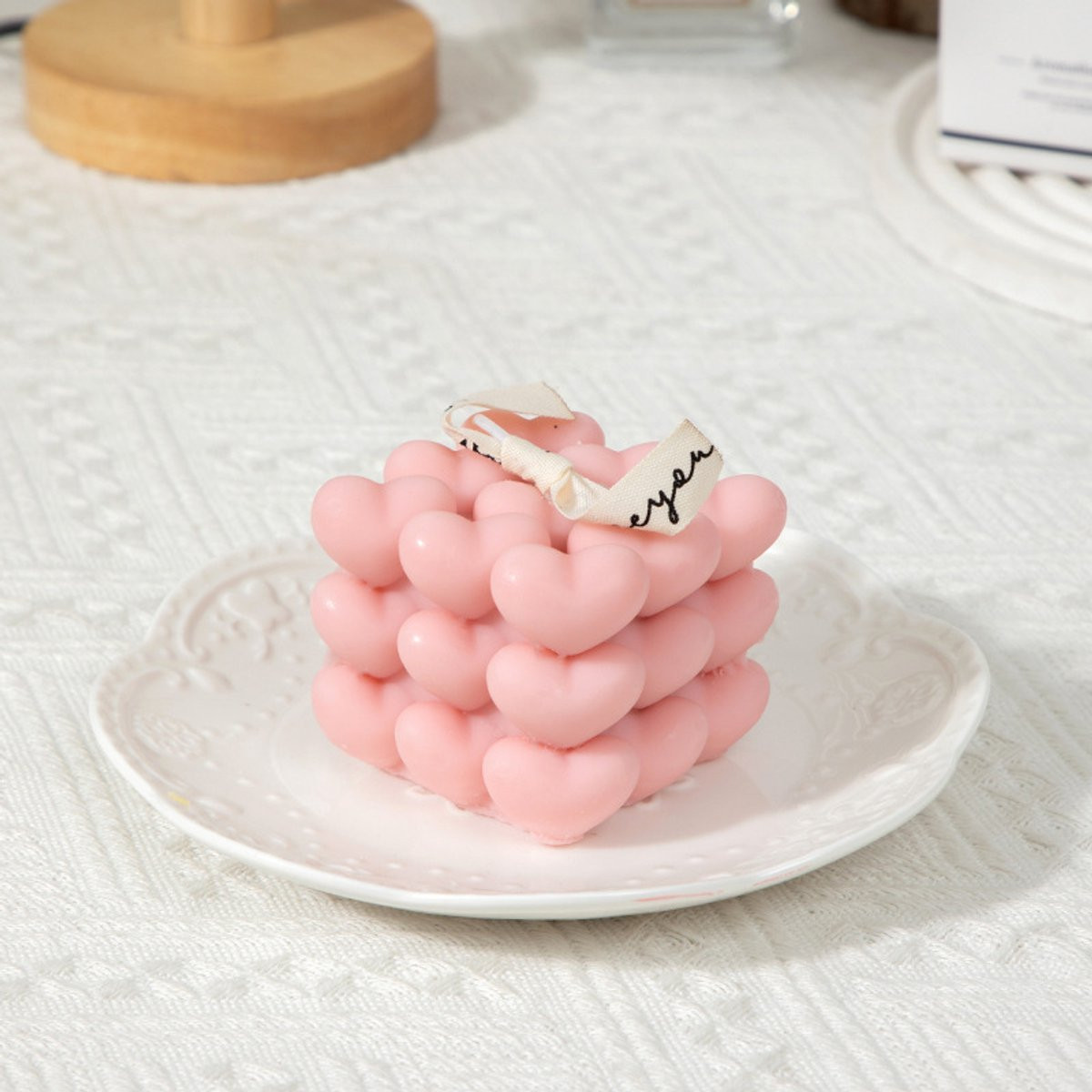 Sham's Art Hart Bubbel Kubus Aromatherapie Kaars - 2 Stuks - Roze