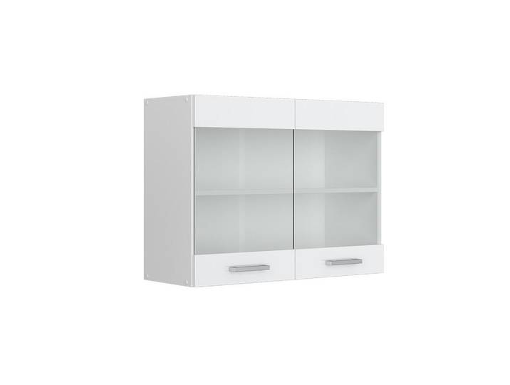Vicco Hängeschrank R-Line Weiß Hochglanz 80 cm mit Glastüren, Holzwerkstoff, 2 Fächer, Rechteckig, 80x60x31 cm, Wohnzimmer, Wohnwand, Hängeelement