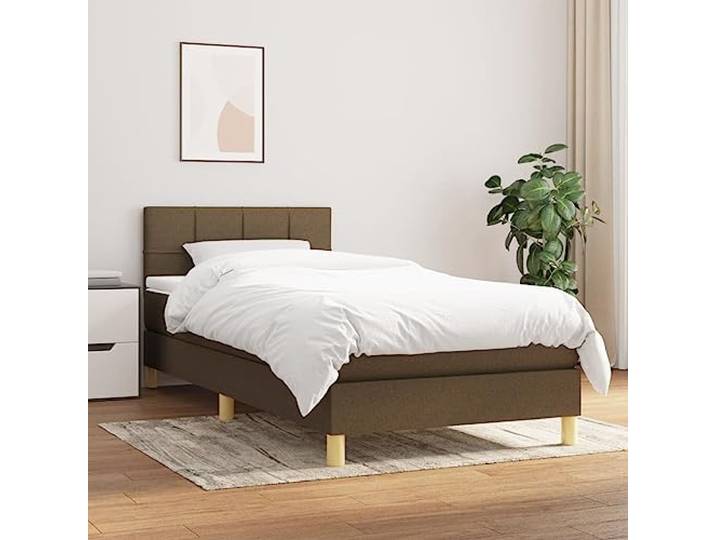 RJPLMFV Lattenrost, 90 x 190 cm, Dunkelbraun Verstellbarer Kopfteil, Taschenfederkernmatratze, Rückenstütze, atmungsaktiver Stoff, langlebig