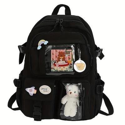 süßer, transparenter, wasserdichter Taschenrucksack mit Plüschtier – großes Fassungsvermögen, Schulranzen mit mehreren Taschen für Mädchen in mehreren Farben