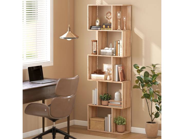 HOMCOM Bibliothèque Bois 5 Étagères 60x24x184.5cm Naturel