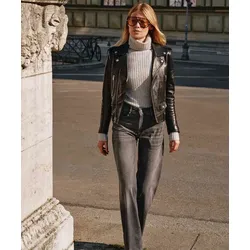MAC Wide Leg Jeans mit Bügelfalte in Grau-D40 / L32