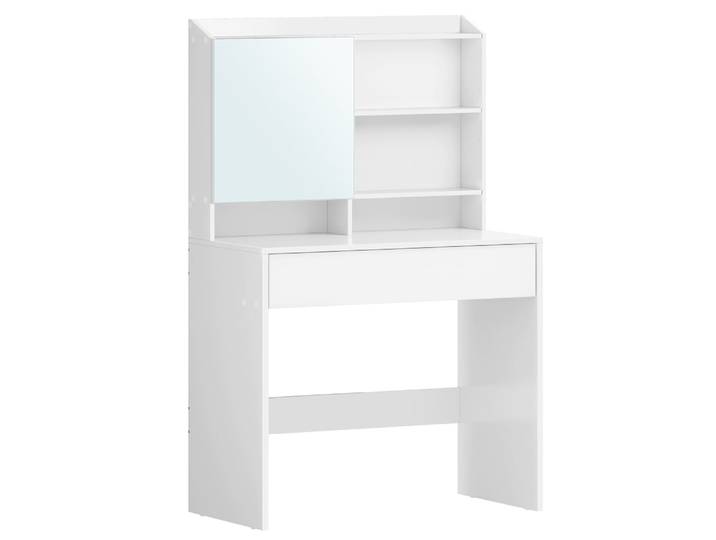 Coiffeuse moderne avec miroir de maquillage à tiroir étagères blanc