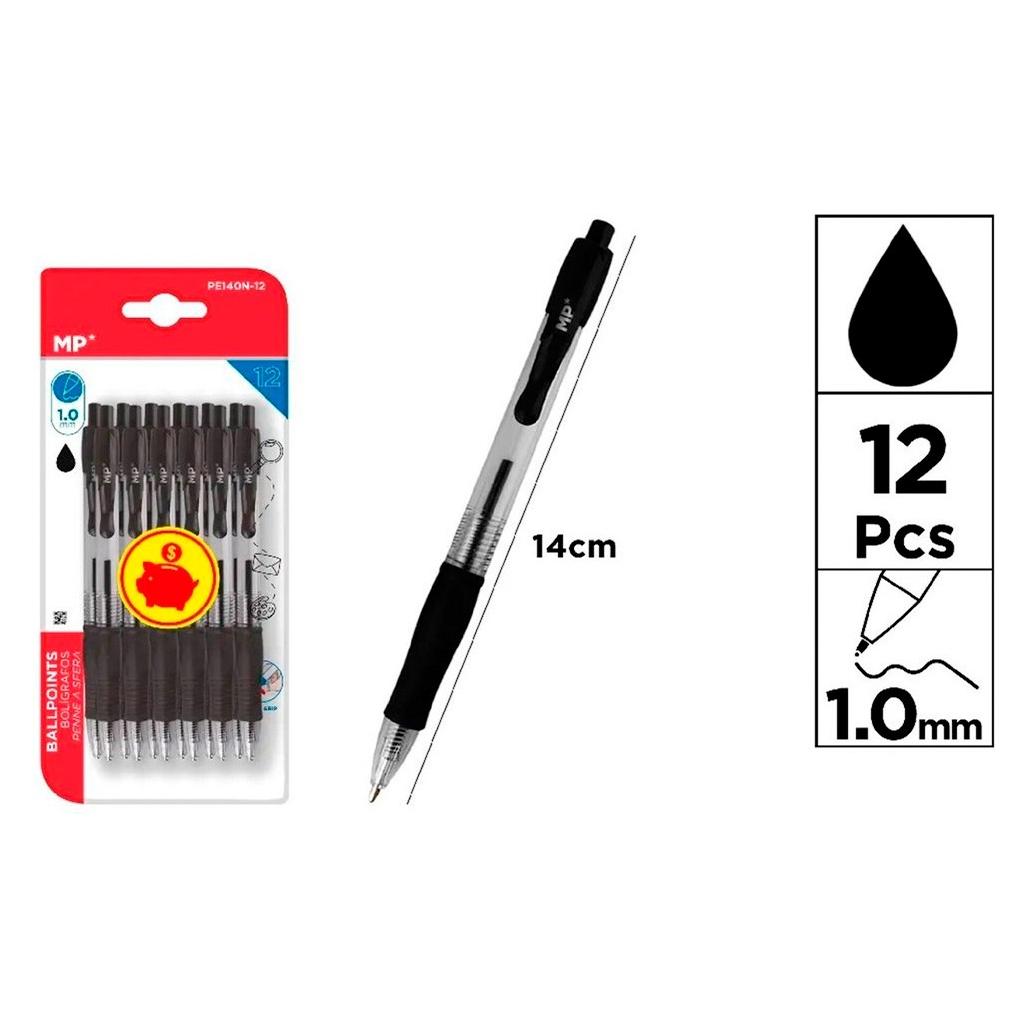 MP Schwarzer Druckkugelschreiber, 12 Stück, Blisterverpackung (12x) (57527871)