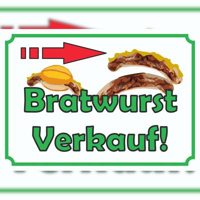 HB-Druck Bratwurst Verkaufsschild Schild mit Pfeil nach rechts A2 (420x594mm)