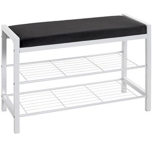 Haku-Möbel Schuhbank 54343, weiß / schwarz, aus Metall, 2 Ebenen für 6 Paar, 75 x 50 x 32cm