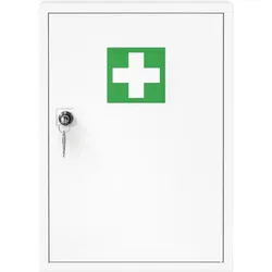FAP Verbandschrank A, Metall, 2 Fächer, weiß, inkl. Schloss (leer, ohne Füllung)