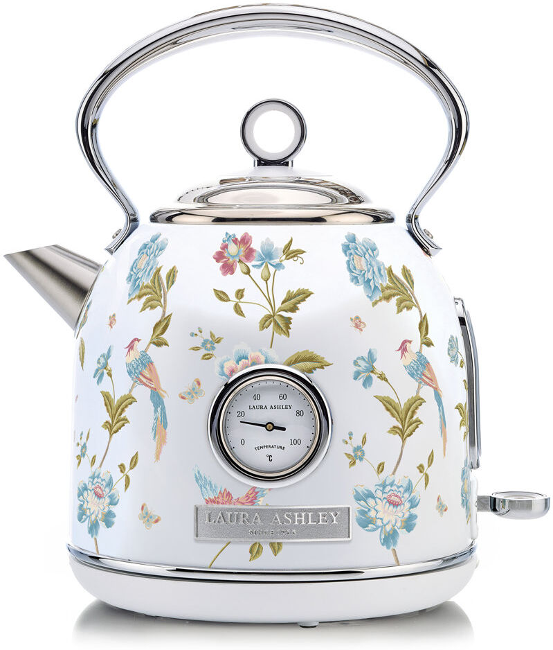 Laura Ashley Elveden 1.7 Litre Stainless Steel Electric Kettle - 3KW Kettles Electric Fast Boil Quiet - Pyramid, Retro Kettle Cordless with 360 Degree Elveden White 1.7L
