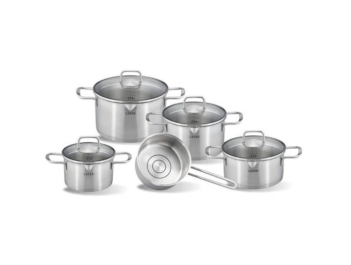 Johann Lafer Kochtopfset Lafer, Silber, Metall, 5-teilig, 20 cm,24 cm,16 cm, 2.5 L,3.4 L,5.5 L,1.6 L, Kochen, Töpfe, Topfsets