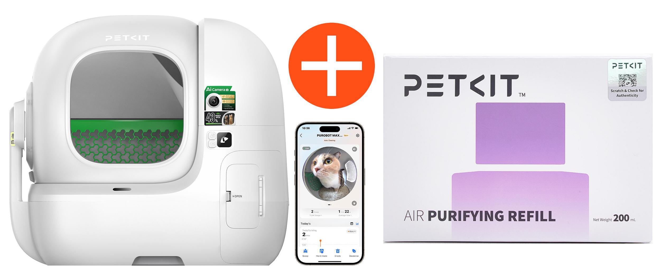 PETKIT Purobot Max Pro 2 Selbstreinigende Katzentoilette + Petkit 5in1 Katzenstreu Mix