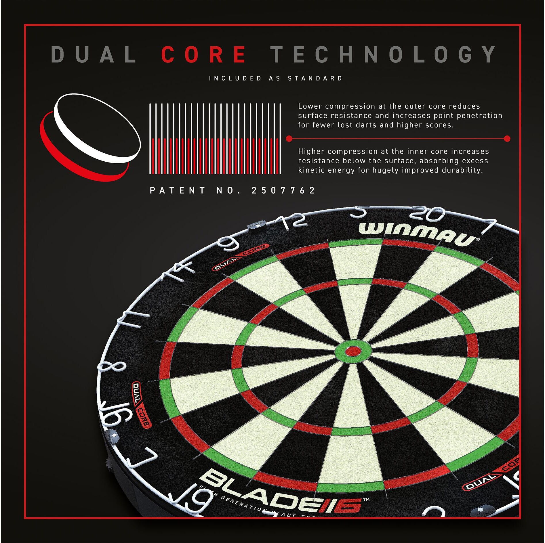 Dartscheibe WINMAU "Blade 6 Dual Core", bunt, Zielscheiben, Dartscheibe bunt Einheitsgröße