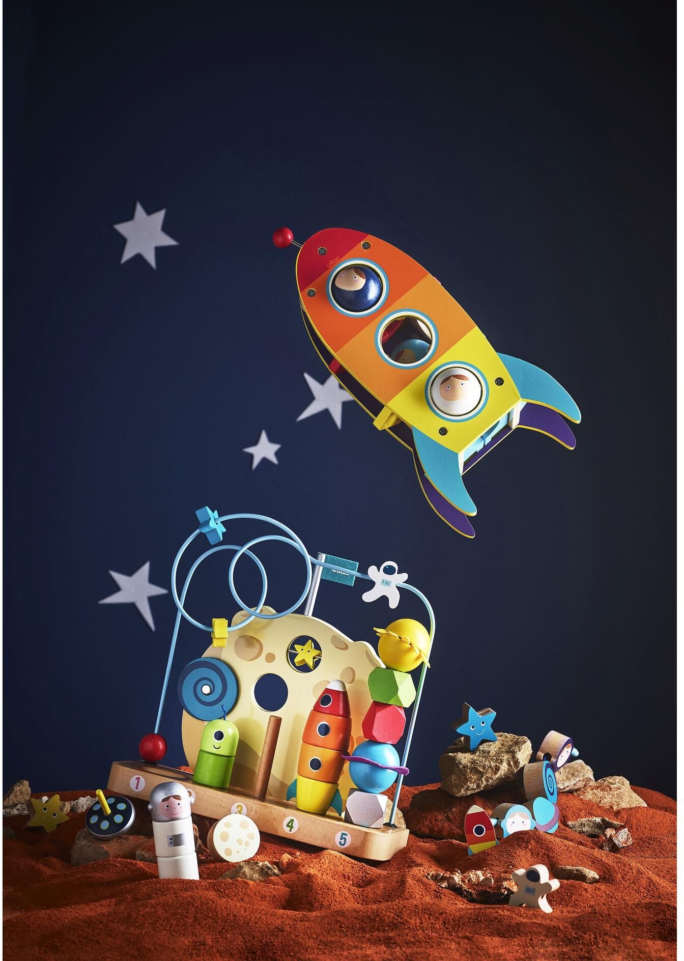 Lernspielzeug VILAC "Motorik-Spiel Weltall", Kinder, bunt (frz:), Lernspielzeug Lernspielzeug frz: Einheitsgröße