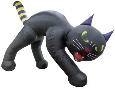 National Tree Company 20 ft. Inflatable Halloween Black Cat, 4 Red LED Lights- UL