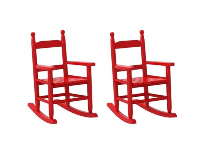 HFXHIJXQ Schaukelstuhl 2er Set Rot Massivholz Pappel Sessel Garten Bequeme Holzstühle im 2er Set aus Pappelholz für entspannte Stunden auf Terrasse, Balkon, Veranda oder im Wohnzimmer.