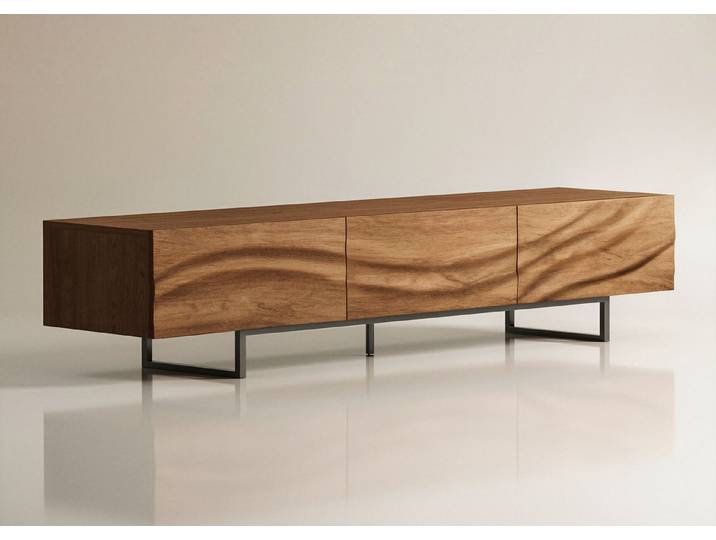 oleyluckidea TV-Schrank für 80 + TV,TV Lowboard mit Wellenfront,TV Board 3 Schubladen, 210cm Breite 210 cm,Lowboard modernes