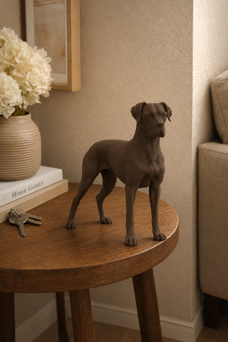 Decoratief Deense Dog Hondenbeeldje - Bruin - 3D geprint