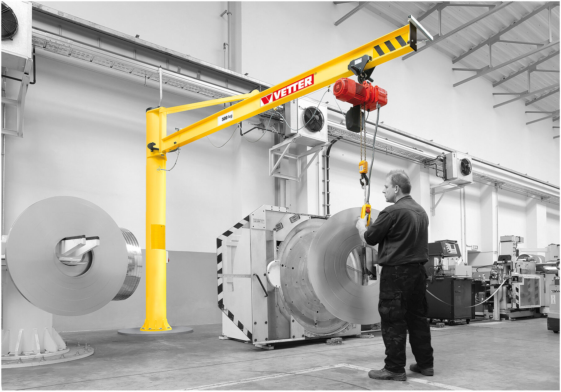 Vetter Säulenschwenkkran PRAKTIKUS + Verbundanker-System + Elektrokettenzug 1000kg, 5,0m ; VETTER Krantechnik (PS10-5,0+VAS2+SiXX6F-HF)