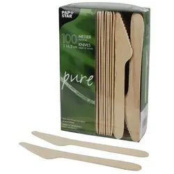 PAPSTAR 100 Messer, Holz "pure" 16,5 cm