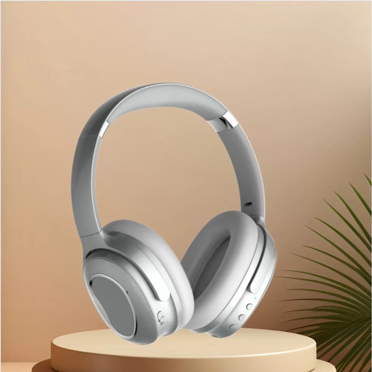 INF Over-Ear Active Noise Cancelling Wireless Headphones mit Dual-Feed ANC, Bluetooth, 500mAh Akku, Lange Wiedergabezeit Silber