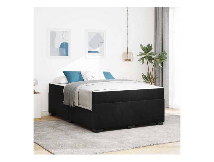 furnicato Bettgestell 200 x 140 x 66 cm Schwarz Samt Bett mit Matratze (1-tlg), Taschenfederkern-Schlafsofa mit Lattenrost für dein Schlafzimmer
