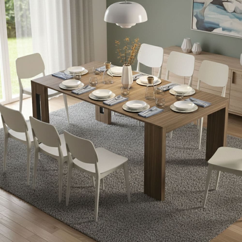 Dmora Console extensible en bois noyer brun 186x90x78 cm Marron 186x78x90cm