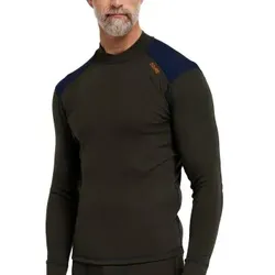 Dovre Folded Collar Baselayer Armeegrün Wolle Large Herren