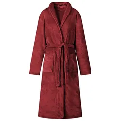 vidaXL Bademantel ohne Kapuze Bordeauxrot S Flanell