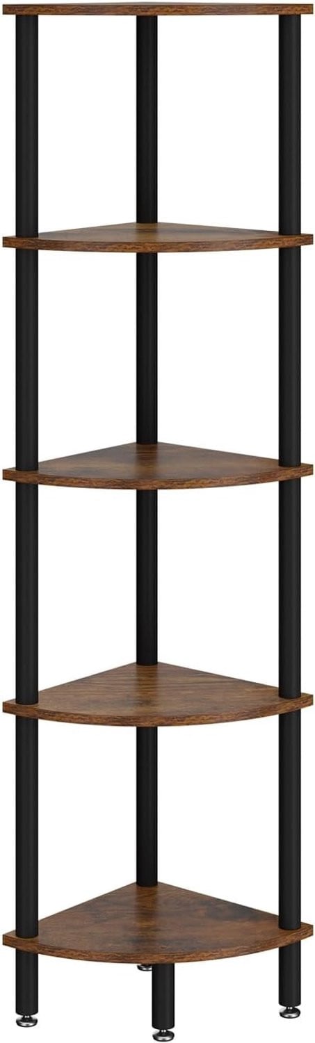Industriële 5-laagse hoekplank voor woonkamer, slaapkamer of keuken, bruin