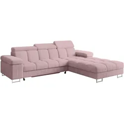 ECKSOFA mit Schlaffunktion Ottomane Rechts COMA L 271x203x79 Rosa Cord