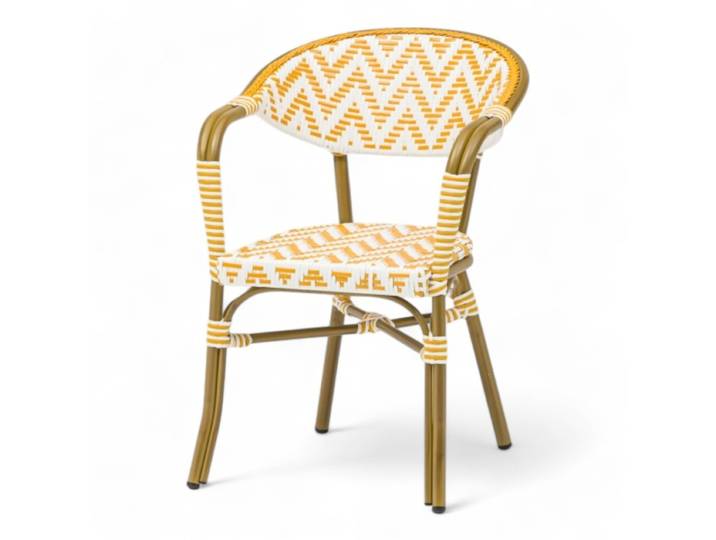 Fauteuil de terrasse ALMA - Tressage Jaune et Blanc