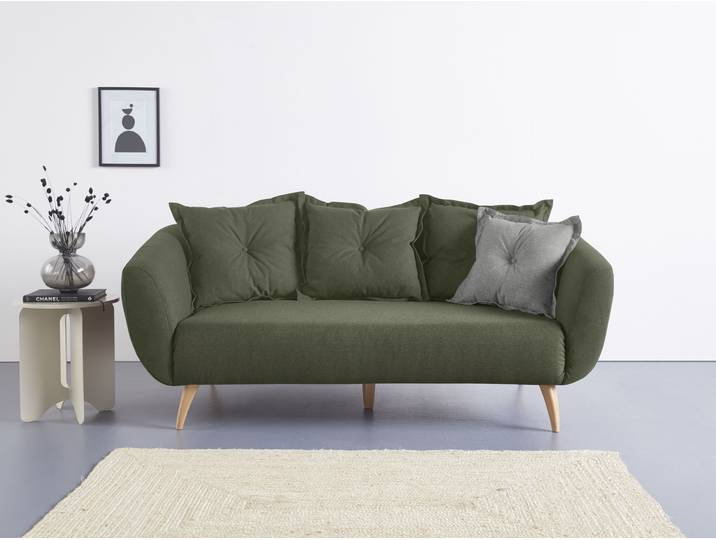 2,5-Sitzer HOME AFFAIRE Baggio modern und romantisches Design, bequem , grün, B:196cm H:80cm T:103cm, Sofas, 2 5-Sitzer, Zierkissen inklusive