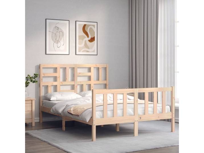 furnicato Bettgestell Massivholz Bett 205,5x145,5x104 cm in naturbelassenem Kiefernholz (1-tlg), Schlafmöbel mit Sperrholzlatten für optimale Gewichtsverteilung