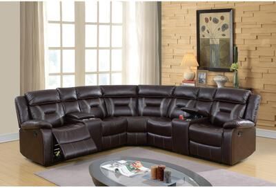 Esofastore Transitional Manual Sectional Set 3pc Vertical Tufting Dark Brown Finish