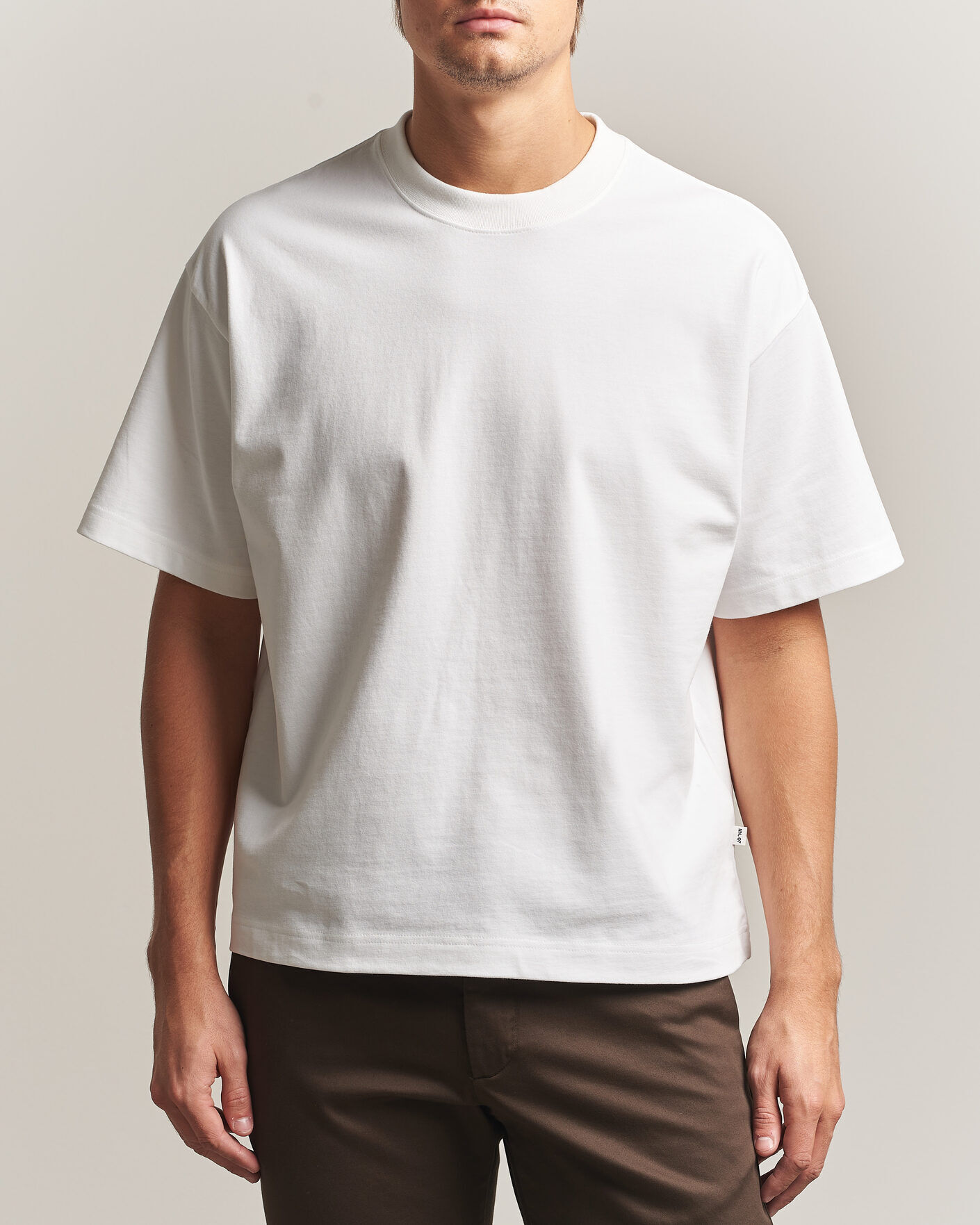 NN07 David Heavy Crew Neck T-Shirt White men M Hvid