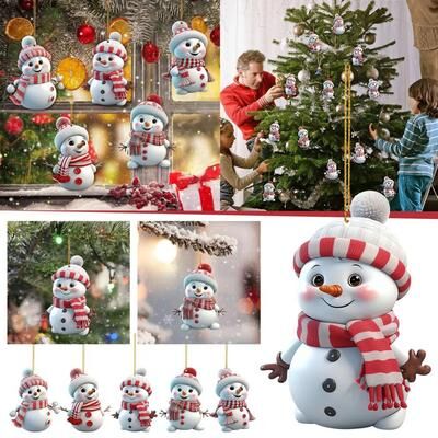 DynamicDeals Acrylic Cartoon Snowman Hanging Ornaments, Christmas Snowman Pendant, Holiday Christmas Tree Hanging Snowmen Home Decor Acrylic Cartoon Snowman Hanging Ornaments, Christmas Snowman Pendant, Holiday Christmas Tree Hanging Snowmen Home Decor