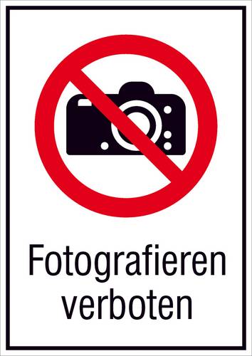 Verbotsschild Fotografieren verboten Aluminium (B x H) 131mm x 185mm ISO 7010 1St.