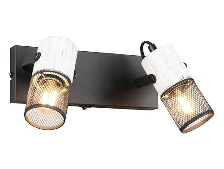 Trio Leuchten Spotbalken Tosh 804370234, Metall Schwarz matt, Holz Weiß, exkl. 2x E27