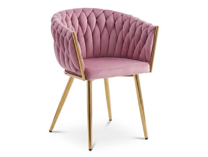 Samtener Esszimmerstuhl ORION VELVET mit goldenen Beinen, rosa