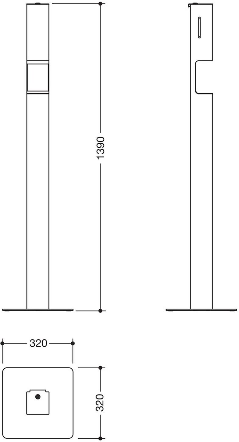 HEWI System 900 SENSORIC Desinfektionsmittelspender Säule, Accessoires, 900.06.01460 SC, dunkelgrau tiefmatt