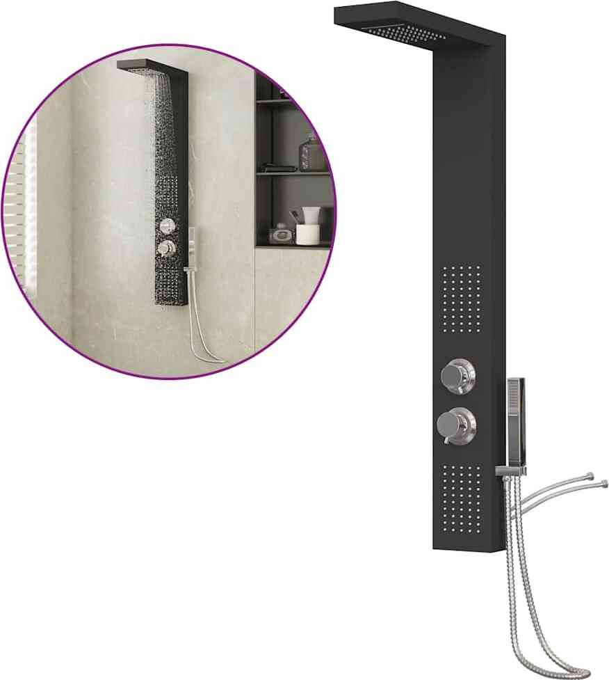 vidaXL Douchepaneelsysteem in zwart aluminium